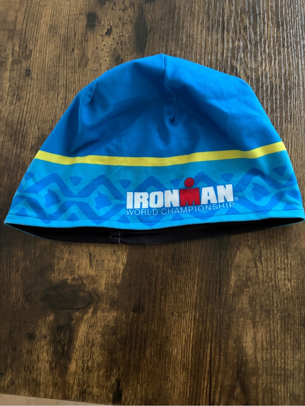 IRONMAN CAP Blue and Yellow / reversible Black red IM logo